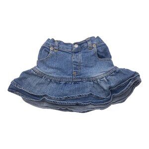 The Childrens Place Stretch Denim Skirt Skort Baby Girl Size‎ 24M Blue Ruffled